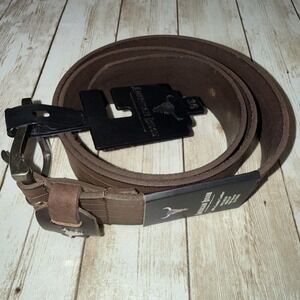 American Bison Leather Belt Size 36 Mens Brown 1.5" Cowboy Ranchwear Textured